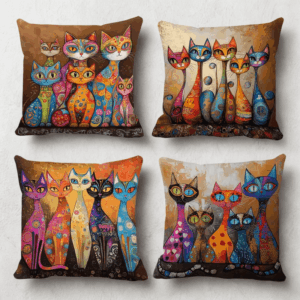Vintage jastučnice s mačkom set od 4 kom