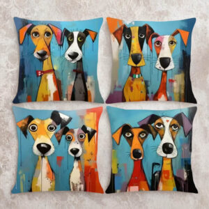 Plavi set jastučnica -psi od 4 kom