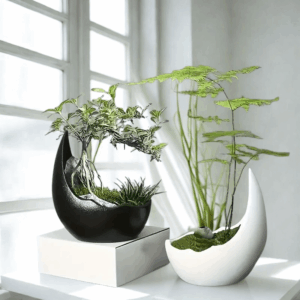 Zen crno-bijela keramička posuda 2 kom