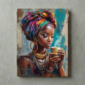 Art Deco platneni print - Afrička žena