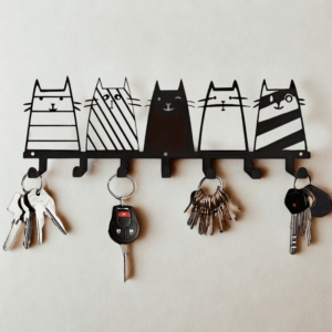 Zidni držač za ključeve - 5 mačaka