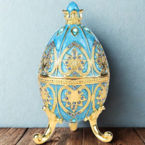 Kutija za nakit u obliku Fabergé jajeta - nebesko plava
