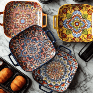 Bohemska keramička posuda za pečenje s dvostrukom ručkom - Plava